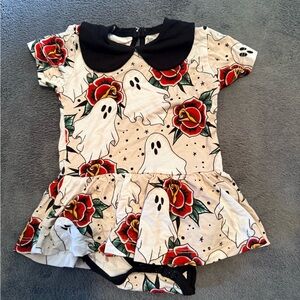 Ghost & Rose Dress Bodysuit - Black Collar, Cream Base